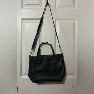 KATTEE Black Pebbled Leather Satchel Shoulder Handbag , top zip gold hardware